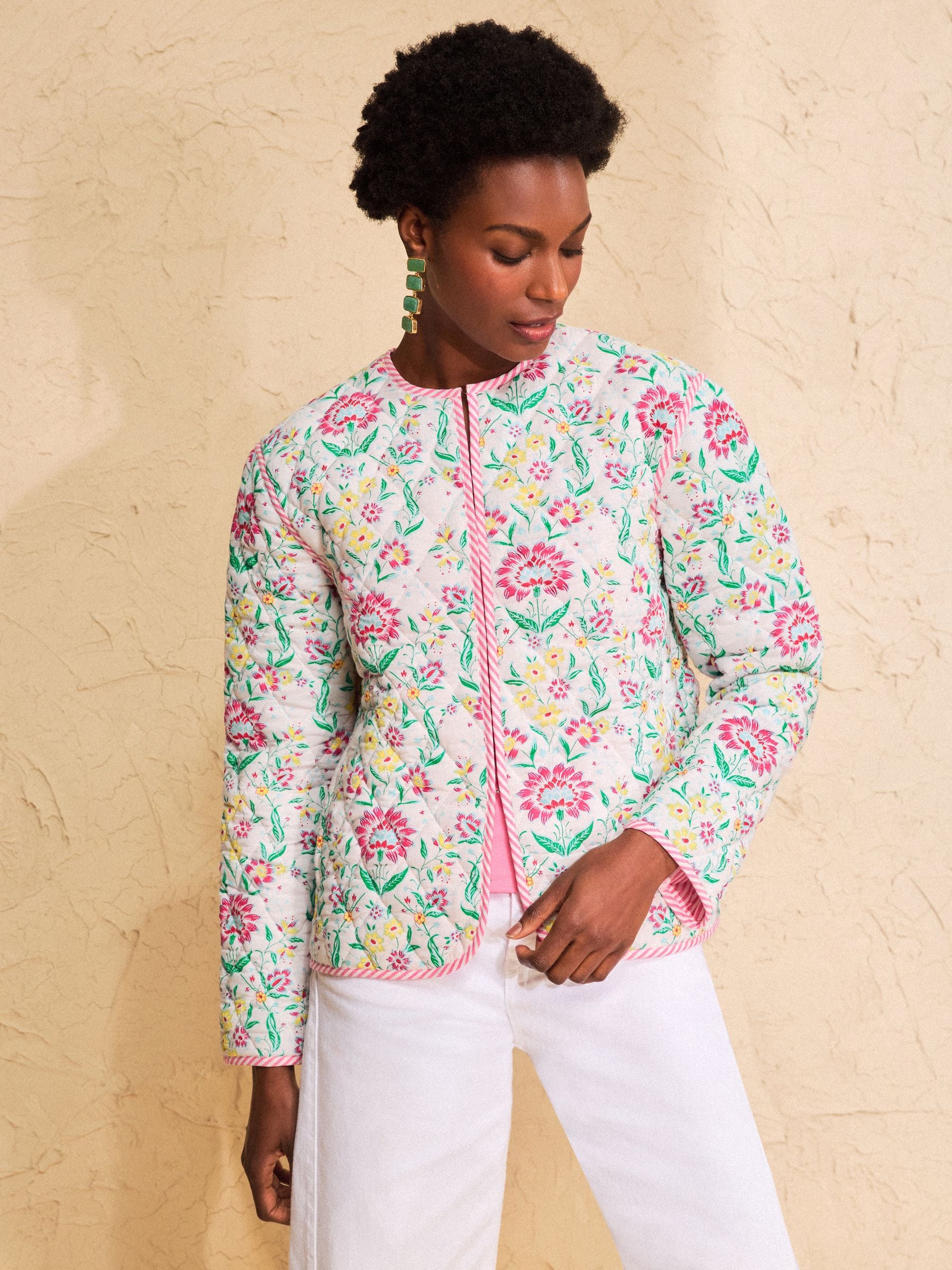 Buy Love & Roses White Floral Quilted Jacket from the Next UK