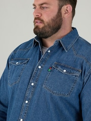 Duke London Blue Western Style Denim Shirt With Snap Button Fastening - Image 4 of 9