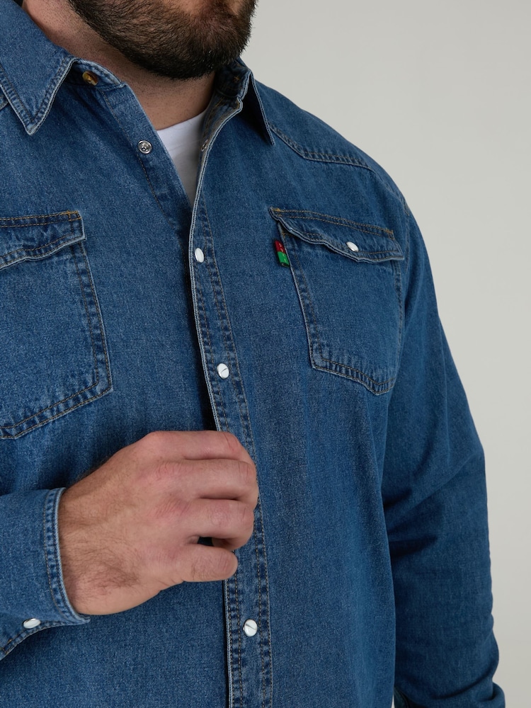 Stenströms Slimline Double Pocket Denim Shirt Blue at