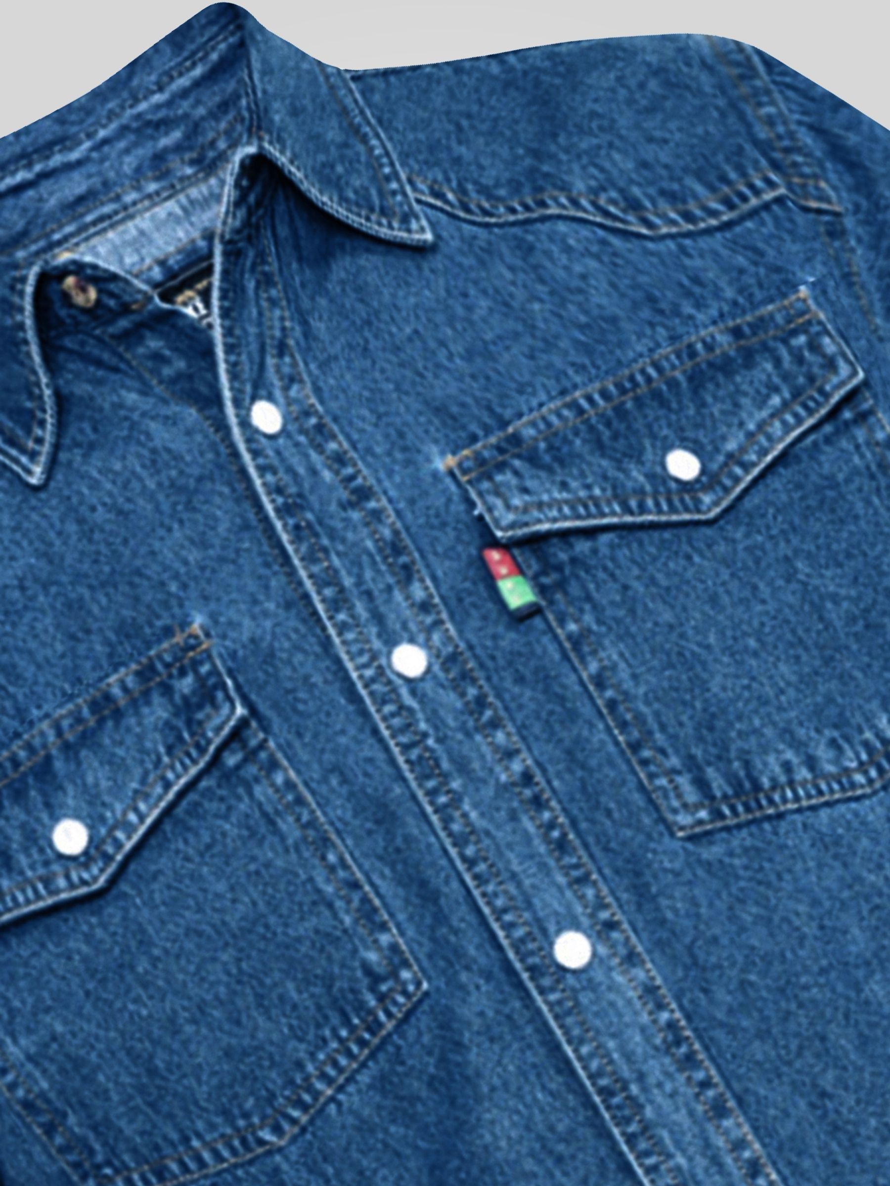 Buy Duke London Blue Western Style Denim Shirt With Snap Button