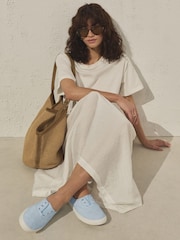 Light Blue Laceless Canvas Slip-On Trainers - Image 4 of 9