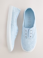 Light Blue Laceless Canvas Slip-On Trainers - Image 5 of 9