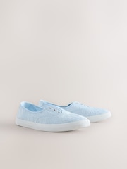 Light Blue Laceless Canvas Slip-On Trainers - Image 6 of 9