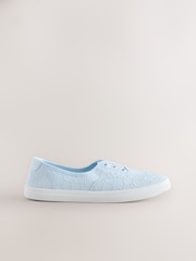 Light Blue Laceless Canvas Slip-On Trainers - Image 7 of 9