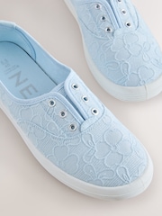 Light Blue Laceless Canvas Slip-On Trainers - Image 8 of 9