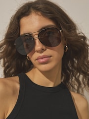 Chocolate Brown Metal Frame Sunglasses - Image 2 of 6