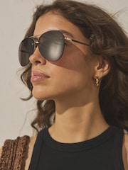 Chocolate Brown Metal Frame Sunglasses - Image 3 of 6