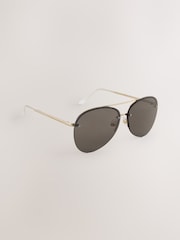 Chocolate Brown Metal Frame Sunglasses - Image 4 of 6