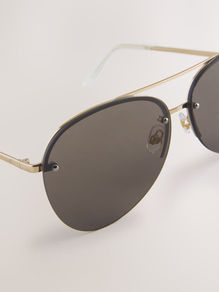 Chocolate Brown Metal Frame Sunglasses - Image 6 of 6