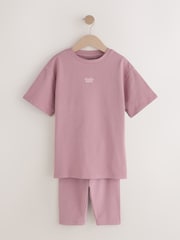 Pink/Brown Oversized T-Shirt and Cycling Shorts Set 2 Pack (3-16yrs) - Image 10 of 16