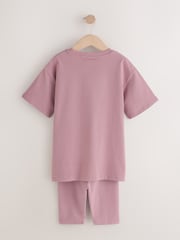 Pink/Brown Oversized T-Shirt and Cycling Shorts Set 2 Pack (3-16yrs) - Image 11 of 16