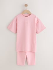 Pink/Brown Oversized T-Shirt and Cycling Shorts Set 2 Pack (3-16yrs) - Image 12 of 16