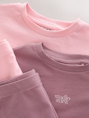 Pink/Brown Oversized T-Shirt and Cycling Shorts Set 2 Pack (3-16yrs) - Image 13 of 16