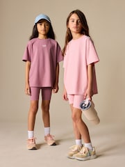 Roza/rjava - Oversized T-Shirt and Cycling Shorts Set 2 Pack (3-16yrs) - Slika 3 iz 7