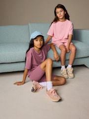 Roza/rjava - Oversized T-Shirt and Cycling Shorts Set 2 Pack (3-16yrs) - Slika 4 iz 7