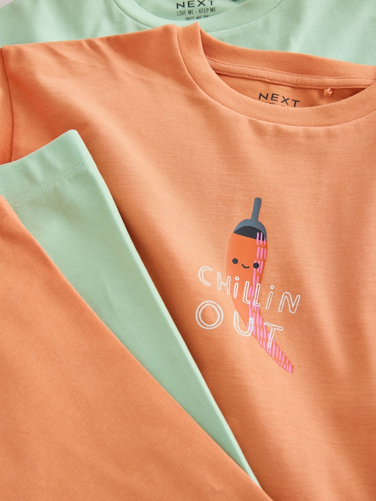 Green/Orange Graphic Oversized T-Shirt and Cycling Shorts Set 2 Pack (3-16yrs) - Image 7 of 7 Green/Orange Graphic Oversized T-Shirt and Cycling Shorts Set 2 Pack (3-16yrs) - Image 7 of 7