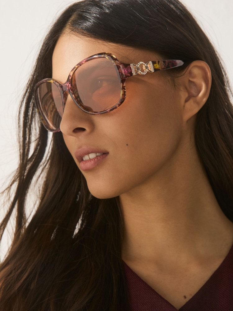 Black/Pink Wrap Around Sunglasses - Image 1 of 5