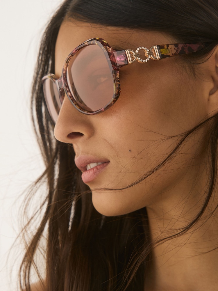 Black/Pink Wrap Around Sunglasses - Image 2 of 5