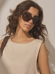 チョコレートブラウン - アセテート ラップサングラス - 画像 3 / 7