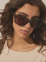 チョコレートブラウン - アセテート ラップサングラス - 画像 4 / 7