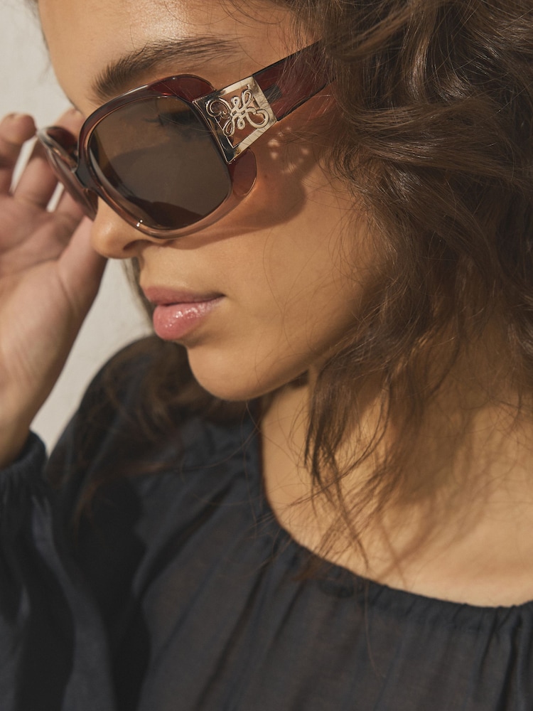 Schokoladenbraun - Wrap-Around-Sonnenbrille - Bild 6 von 6