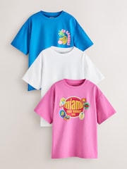 Pink/Blue Badge - Oversized-T-Shirts mit Grafik im 3 er-Pack (3–16Jahre) - Bild 1 von 7
