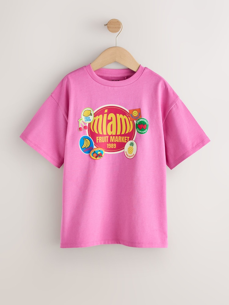 Pink/Blue Badge - Oversized-T-Shirts mit Grafik im 3 er-Pack (3–16Jahre) - Bild 2 von 7