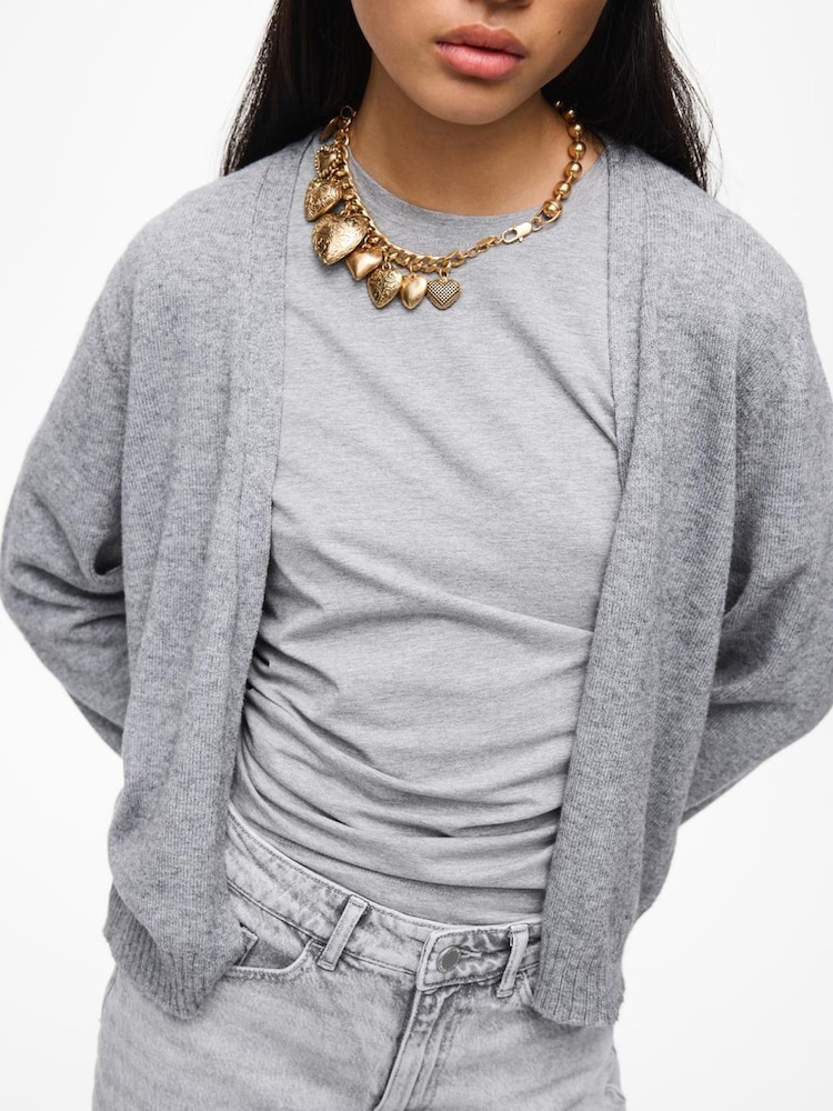 VILA Grey Long Sleeve Cropped Lightweight Cardigan - Image 5 of 5 VILA Grey Long Sleeve Cropped Lightweight Cardigan - Image 5 of 5