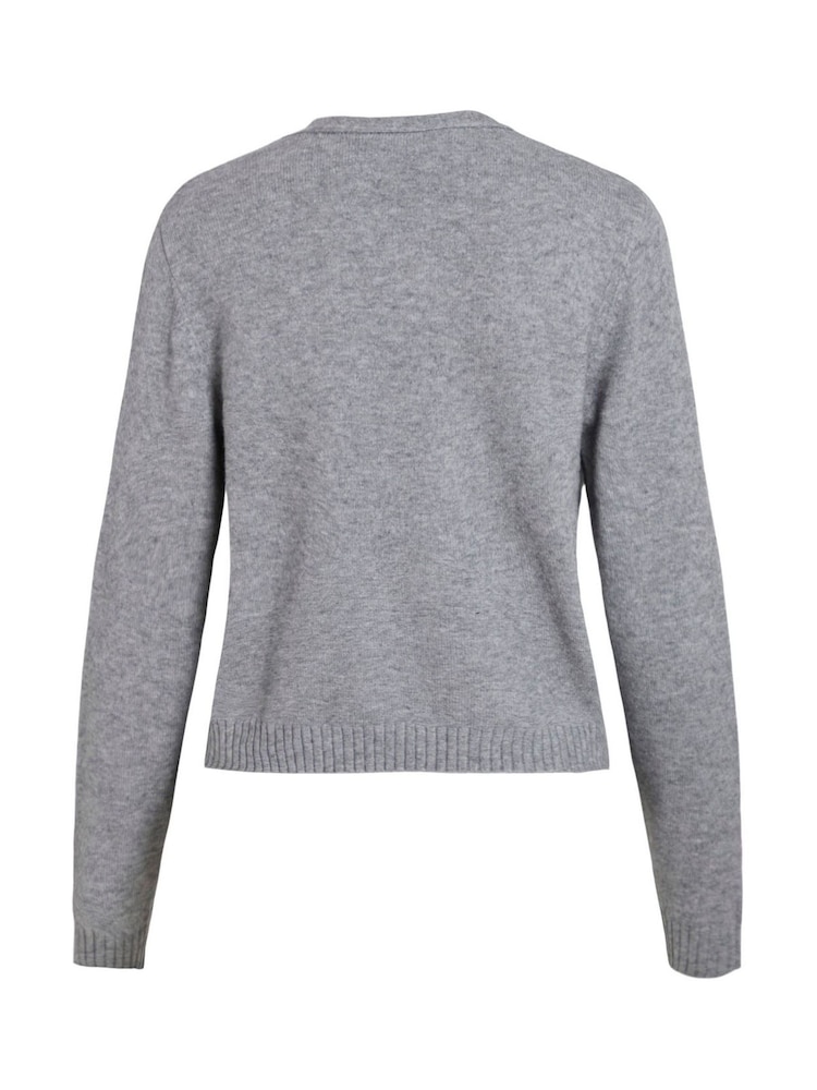 VILA Grey Long Sleeve Cropped Lightweight Cardigan - Image 7 of 7