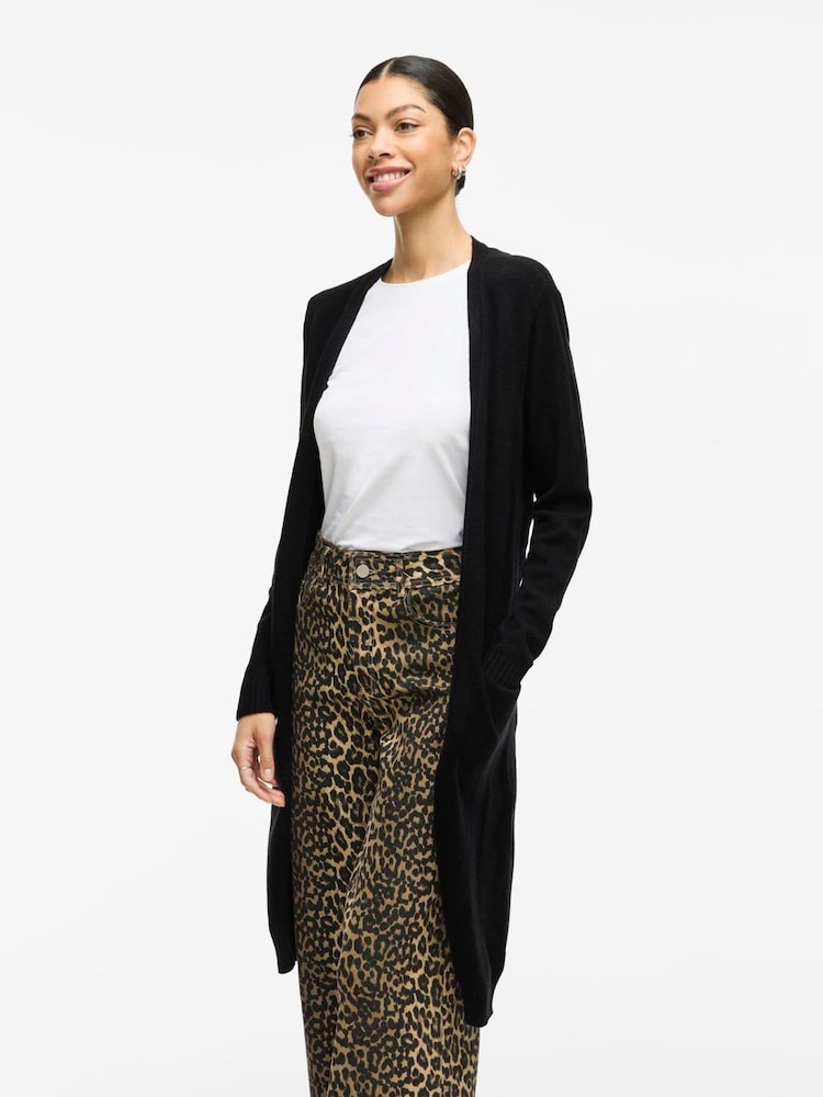 VILA Black Longline Lightweight Cardigan - Image 1 of 4