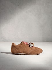 Tan Brown N.Premium Leather Slim Sole Charm Lace Up Trainers - Image 2 of 6