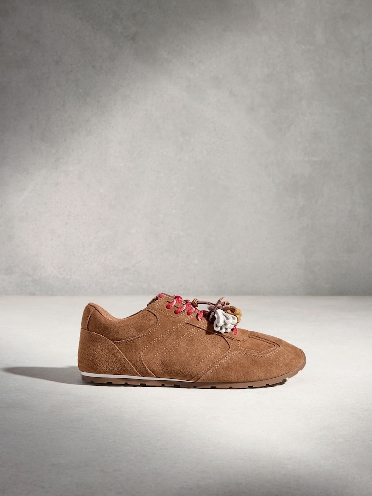 Tan Brown N.Premium Leather Slim Sole Charm Lace Up Trainers - Image 2 of 6 Tan Brown N.Premium Leather Slim Sole Charm Lace Up Trainers - Image 2 of 6