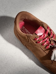 Tan Brown N.Premium Leather Slim Sole Charm Lace Up Trainers - Image 5 of 6