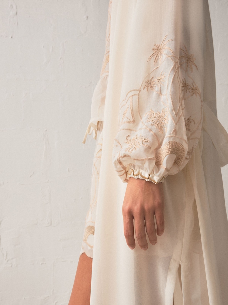 Rockett St George Cream Beach Embroidered Robe - Image 7 of 7