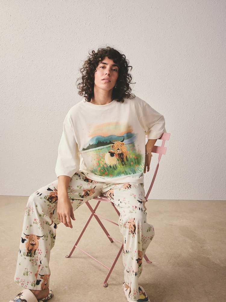 Salbeigrün Hamish The Highland Cow - Kurzärmeliger Pyjama - Bild 2 von 5