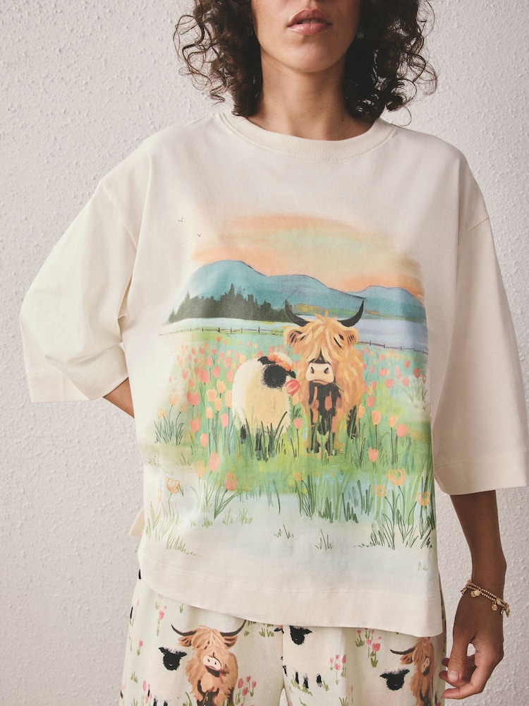 Salbeigrün Hamish The Highland Cow - Kurzärmeliger Pyjama - Bild 5 von 5