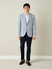 Light Blue Slim Fit Smart Textured Blazer - Image 2 of 5