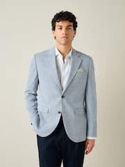 Light Blue Slim Fit Smart Textured Blazer - Image 4 of 5