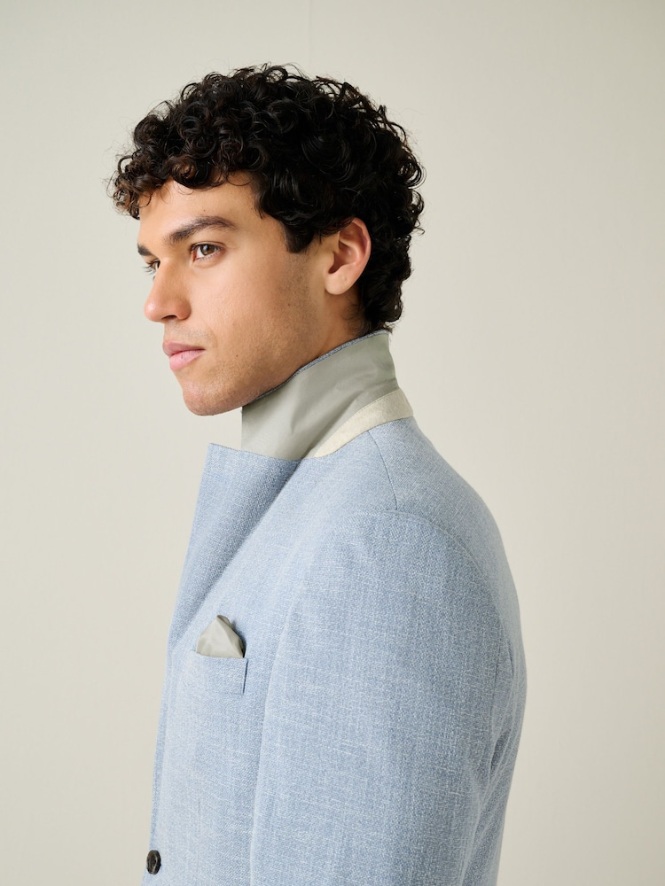 Light Blue Slim Fit Smart Textured Blazer - Image 5 of 5 Light Blue Slim Fit Smart Textured Blazer - Image 5 of 5