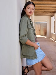 Khaki Cotton Utility Jacket - Image 1 of 7