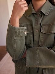 Khaki Cotton Utility Jacket - Image 4 of 7