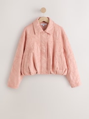 粉红色 - Faux Suede Embroidered Bomber Jacket - 9的图像6｝
