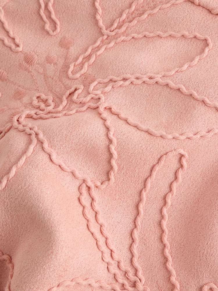 粉红色 - Faux Suede Embroidered Bomber Jacket - 9的图像9} 粉红色 - Faux Suede Embroidered Bomber Jacket - 9的图像9}