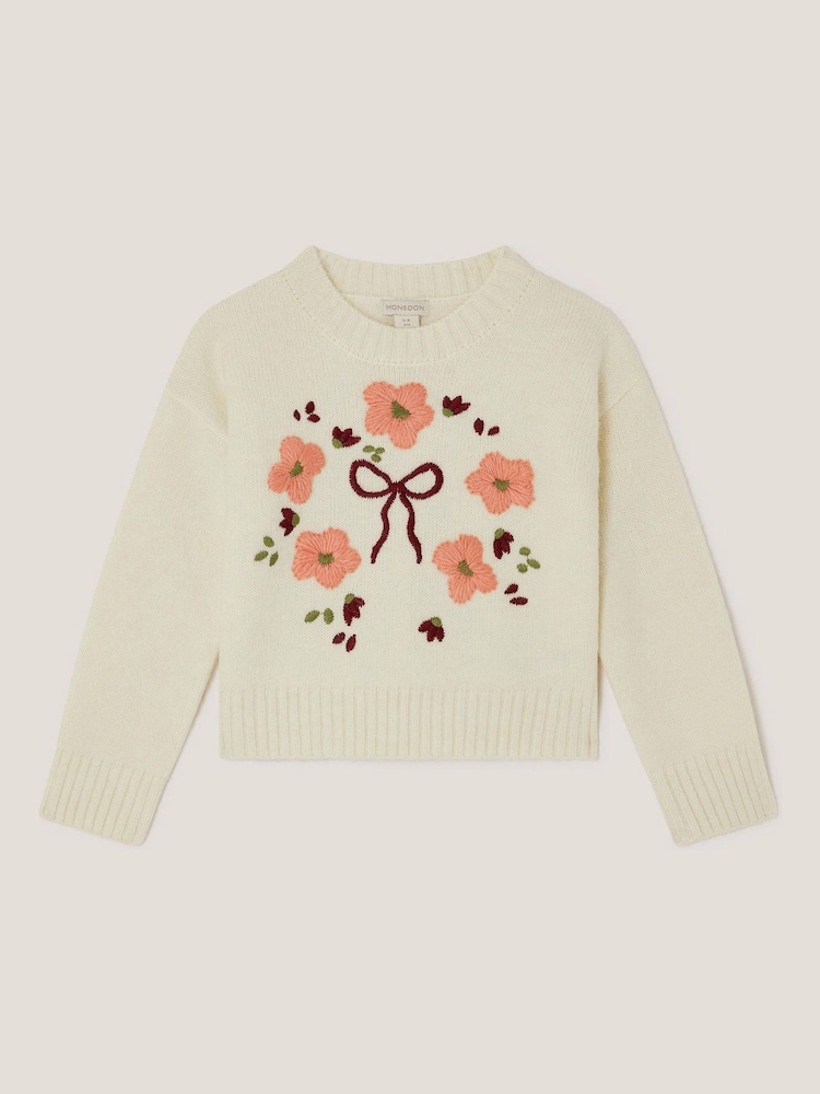 Monsoon Cream Floral Embroidered Jumper - Image 2 of 4 Monsoon Cream Floral Embroidered Jumper - Image 2 of 4