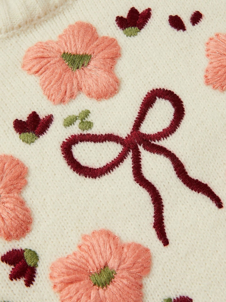 Monsoon Cream Floral Embroidered Jumper - Image 4 of 4 Monsoon Cream Floral Embroidered Jumper - Image 4 of 4
