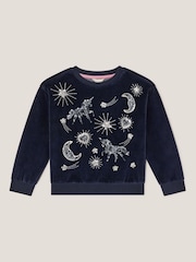 Monsoon Blue Cosmic Embellished Velour Sweatshirt - Image 2 of 4