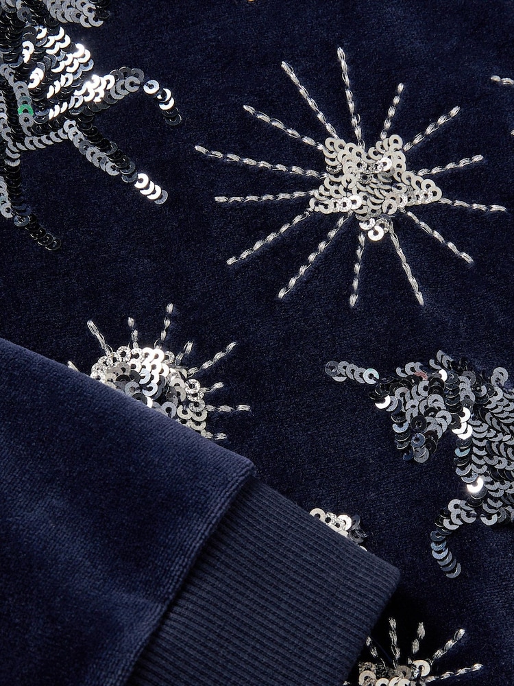 Monsoon Blue Cosmic Embellished Velour Sweatshirt - Image 4 of 4 Monsoon Blue Cosmic Embellished Velour Sweatshirt - Image 4 of 4