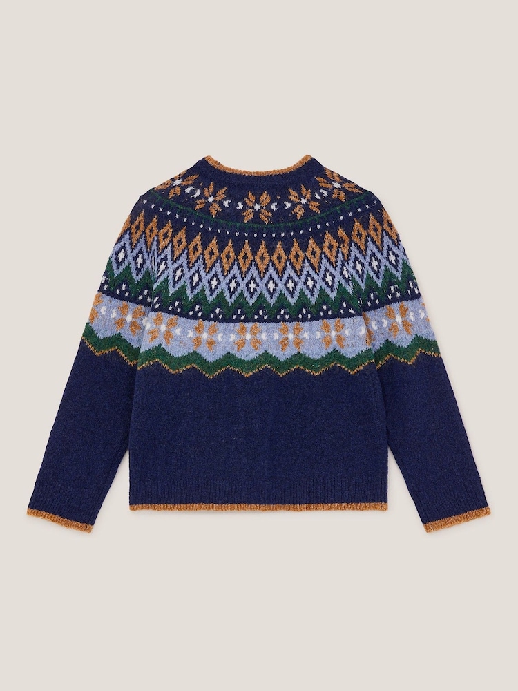 Monsoon Blue Crew Neck Fair Isle Jumper - Image 2 of 3 Monsoon Blue Crew Neck Fair Isle Jumper - Image 2 of 3