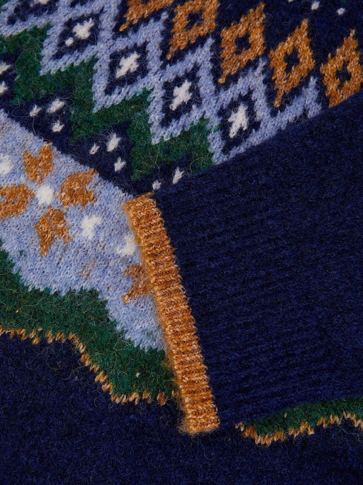 Monsoon Blue Crew Neck Fair Isle Jumper - Image 3 of 3 Monsoon Blue Crew Neck Fair Isle Jumper - Image 3 of 3
