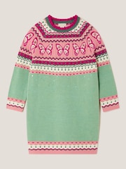 Monsoon Green Butterfly Fair Isle Jumper Dress - Image 1 of 2